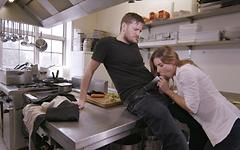 Blanche Bradburry puts his cock in Ally Breelsen during a hot kitchen 3way - movie 1 - 3