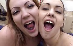 Watch Now - Teens tag team to throat and tongue stroke until your nuts are dry