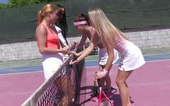 Cayla Lyons and friends eat each other out on the tennis court - movie 4 - 2