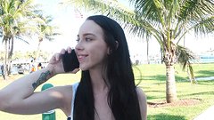 Watch Now - Bambi black shaved her pink pussy naked for this poolside fuck