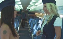 Flight attendants Puma Swede and Linsey Mckenzie fuck on a return flight - movie 4 - 2
