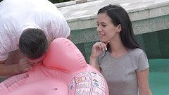 Watch Now - Nikki fox has her tight pussy stretched by her pool mans huge dick