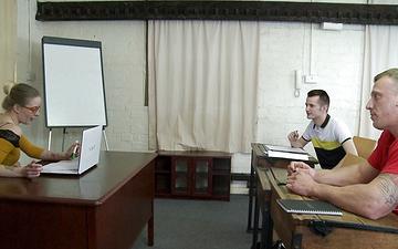 Download Josette most fucks two guys on her desk and swallows their cum