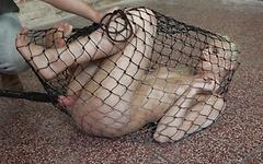 Kijk nu - Rebecca black is fucked with a dildo through a net enclosure