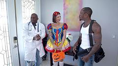 Ivy Lebelle goes trick or treating for double penetration