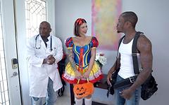 Ivy Lebelle goes trick or treating for double penetration join background