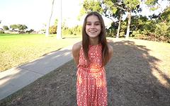 Ellie Eilish twirls in the park and flashes her pussy join background