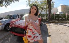 Lilly Hall totals her car and fucks the mechanics dick for a favor join background