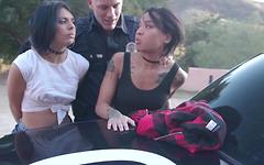 Gina Valentina & Honey Gold double team a cop cock join background