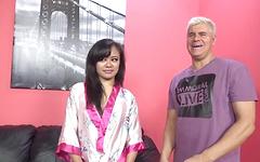 Annie Cruz gushes chick jizz all over a black leather couch - movie 3 - 2