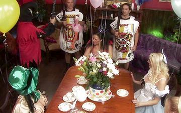 Download Alice in wonderland themed gang bang with india summer and friends