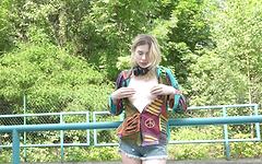 Milena Devi drops her pants on a public bridge to get herself off! - movie 6 - 2