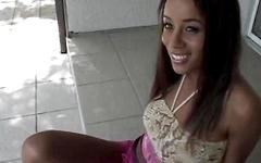 Brunette ebony chick Chelsea Sinclaire shows you how she takes a white dick - movie 4 - 2