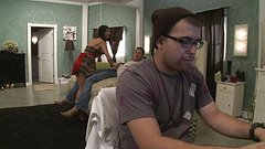 Ashli Orion scolds and cuckolds her nerd boyfriend as a stud makes her cum - movie 5 - 2