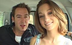 Brittany rides in the car and on the stiff prick in this hardcore scene join background