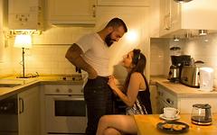 Jimena Lago makes love to her man in the kitchen against the counter - movie 1 - 2