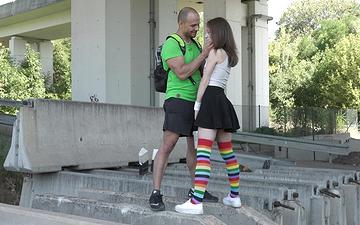 Download Nata ocean meets george under the bridge so she can sit on his big cock!