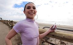 Aria Valencia flashes her rock hard nipples in public - movie 1 - 2