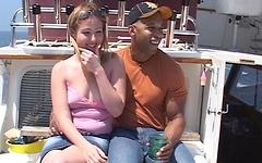 Watch Now - Nilla gives a double blowjob to two fat black cocks while on the boat