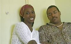 Ebony Nefertiti licks a black dick and gets fucked too join background