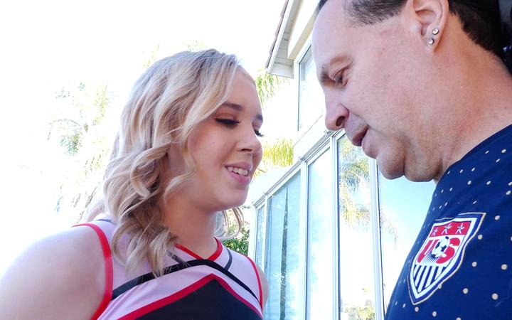 Cheer captain Sophia Sterling gets a face full of cum