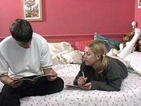 A teen couple studies on the bed and it turns hardcore as they fuck - movie 2 - 2