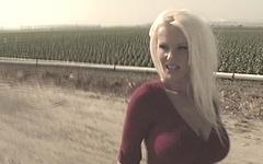 Big boobed blonde gets hardcore fucking and creampie outdoors in the barn - movie 1 - 2