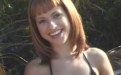 Regarde maintenant - Sexy red head sucking and fucking outdoors in the sunshine gets cum facial
