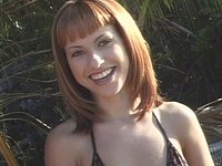 Sexy red head sucking and fucking outdoors in the sunshine gets cum facial - movie 5 - 2