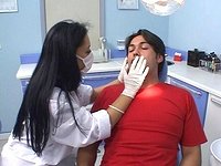 Watch Now - Sex on the dentist chair makes this horny nurse go crazy and drink cum