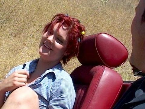 Michelles A Pretty Redhead Being Fucked On The Back Of A Car In The Desert