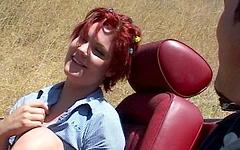 Michelle's a pretty redhead being fucked on the back of a car in the desert join background