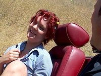 Watch Now - Michelle's a pretty redhead being fucked on the back of a car in the desert